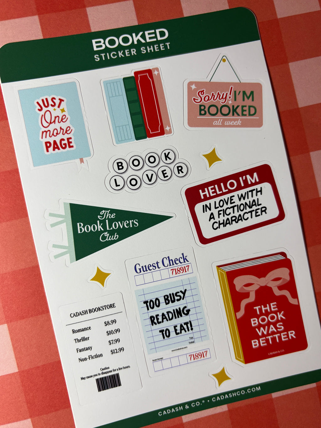 Booked Sticker sheet