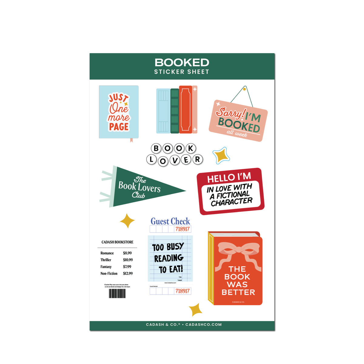 Booked Sticker sheet